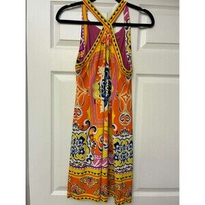 Hale Bob Dress Women's Small Sleeveless Racerback Medallion Print Pull On